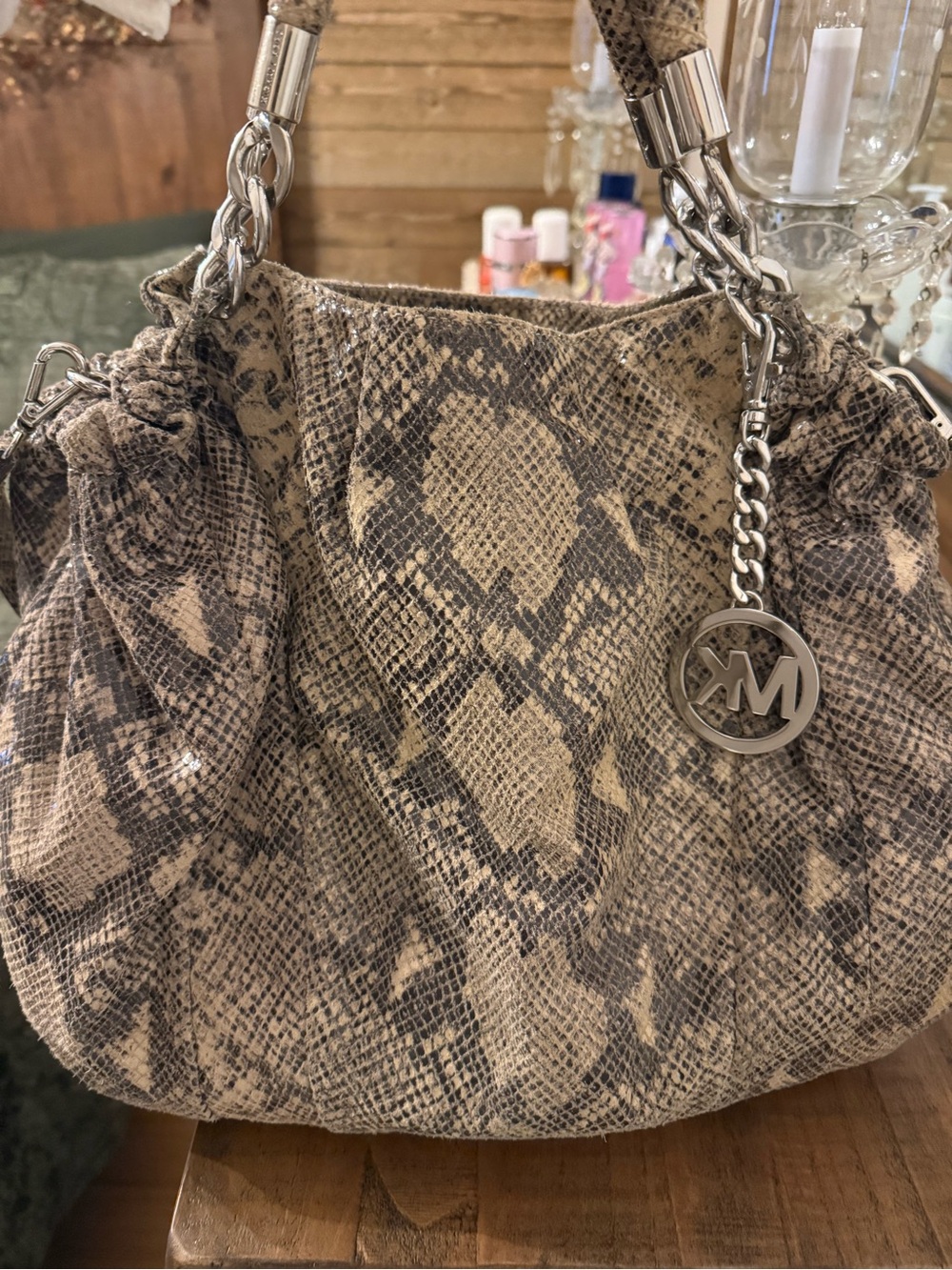 Michael Kors Python/Snake-Print Shoulder Bag & Wallet - Picture 4 of 9